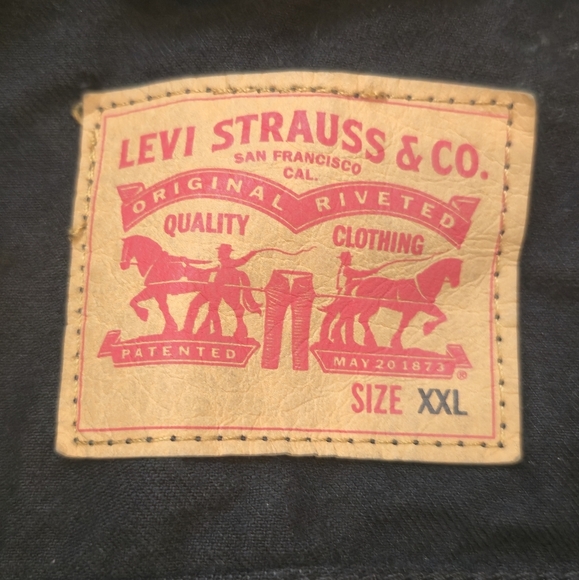 Levi's Denim Trucker Jacket Black Men Size Xxl Red Tab Stretch Cotton - Picture 8 of 16